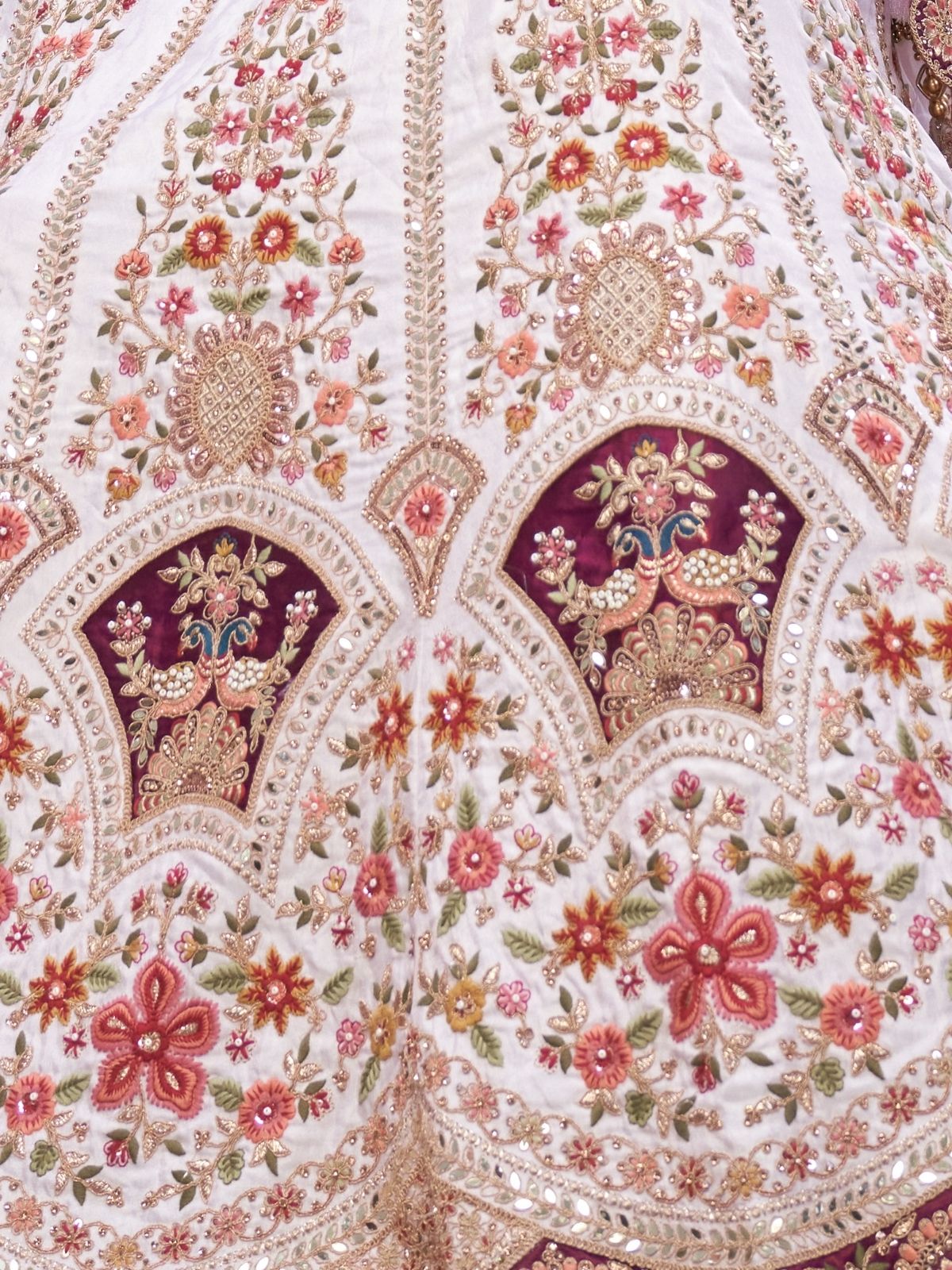 Odette White Organza Embroidered Semi-Stitched Lehenga With Unstitched Blouse For Women