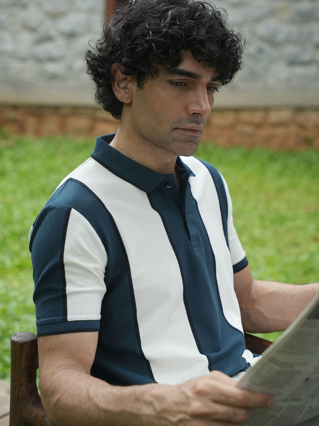 Dark Blue Stripes Polo T Shirt