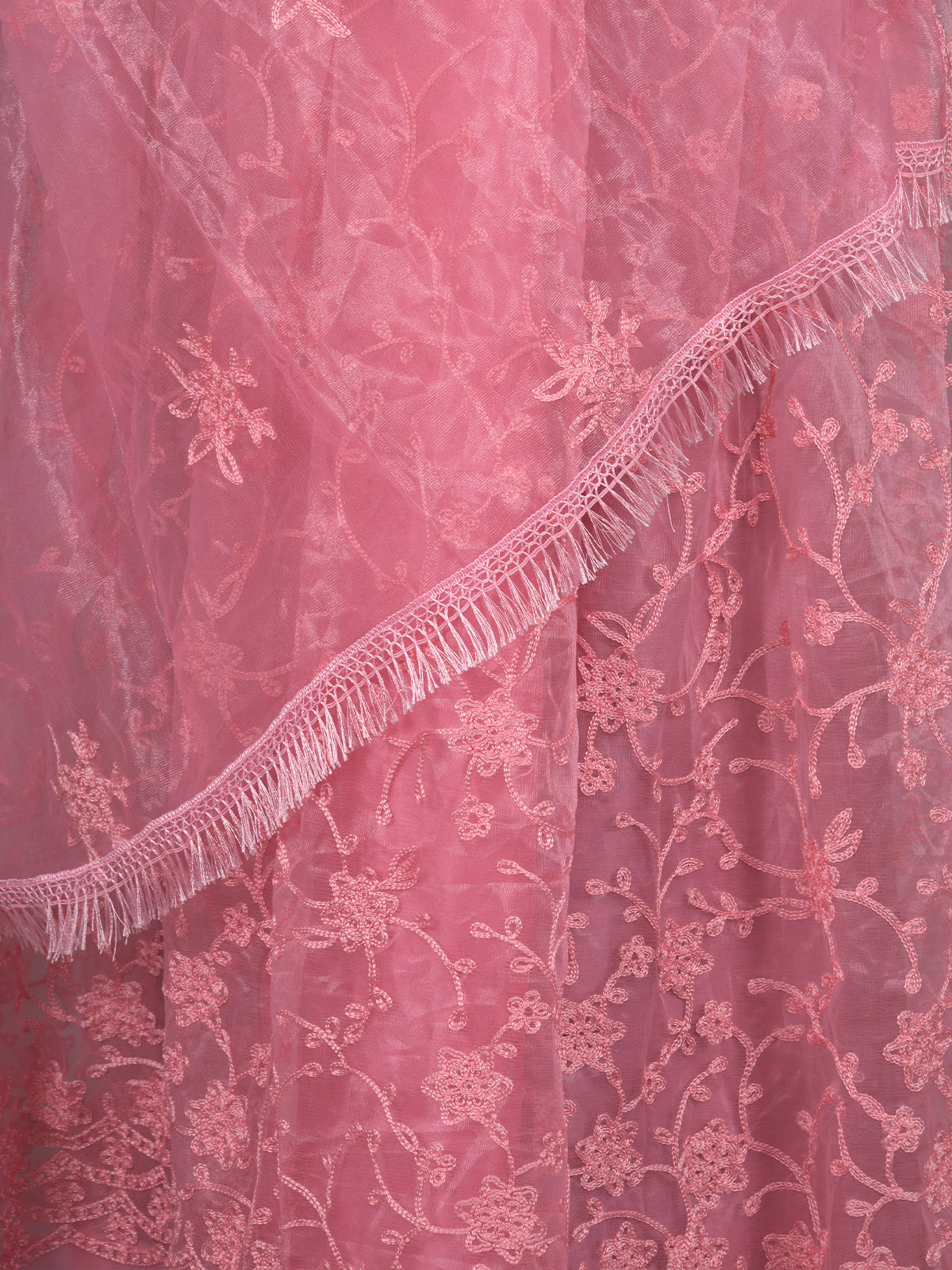 Odette Pink Net Semi Stitched Lehenga With Unstitched Blouse For Women