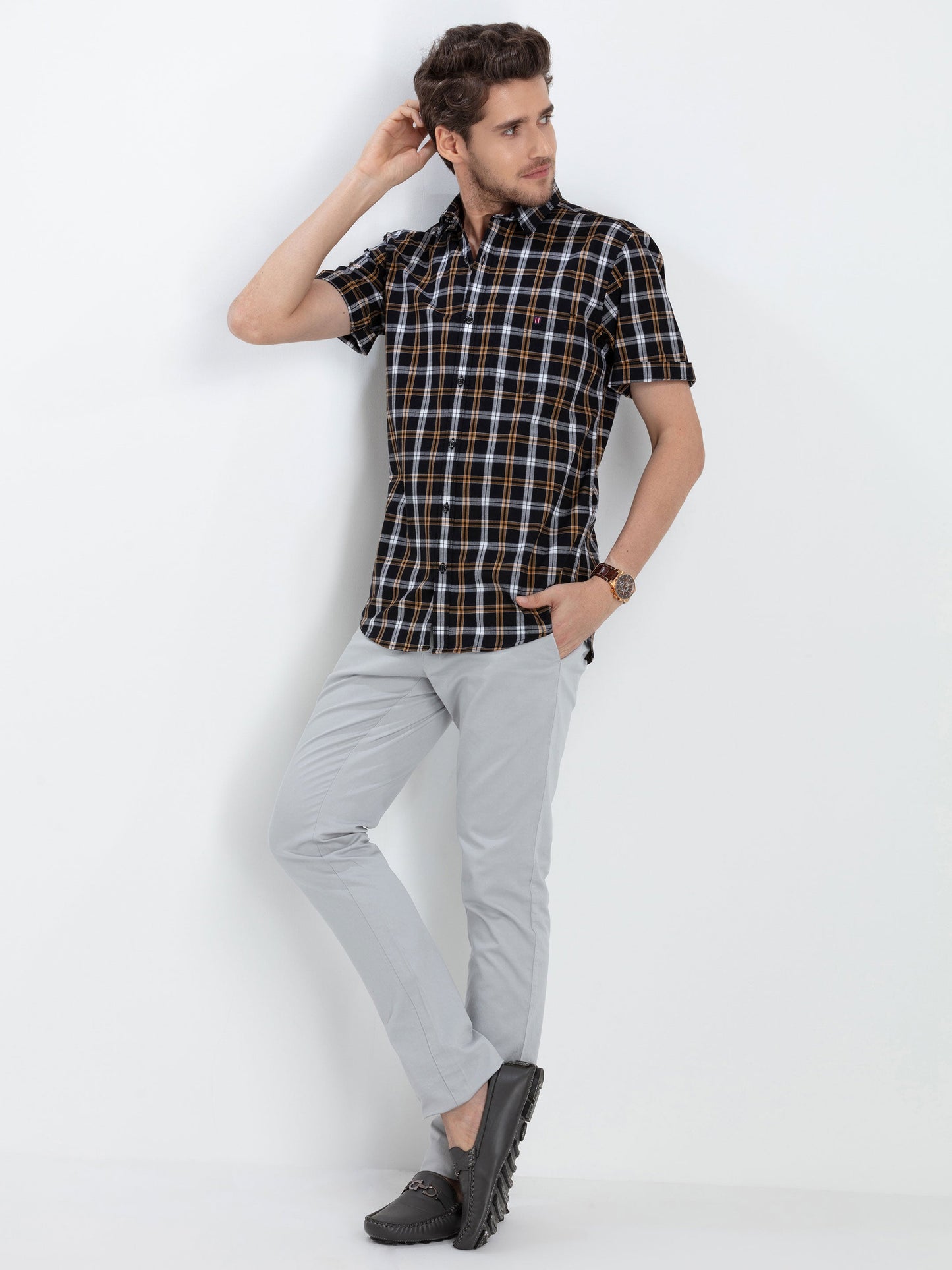 Black Checked Casual Shirt