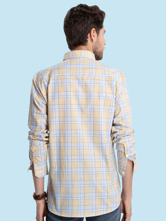 Yellow Checked Casual Shirt