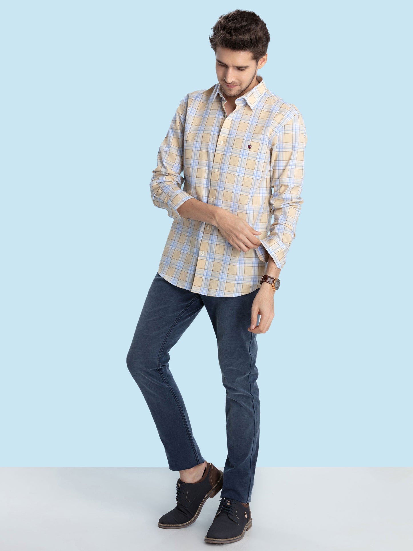 Yellow Checked Casual Shirt