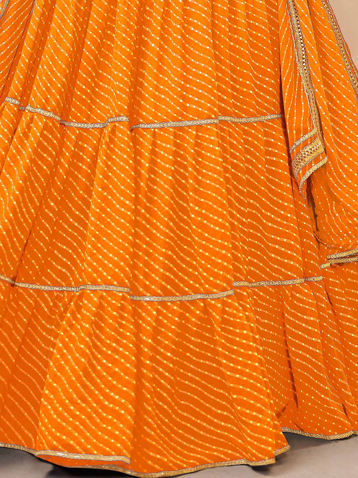 Odette Yellow Georgette Printed Semi Stitched Lehenga With Unstitched Blouse For Women