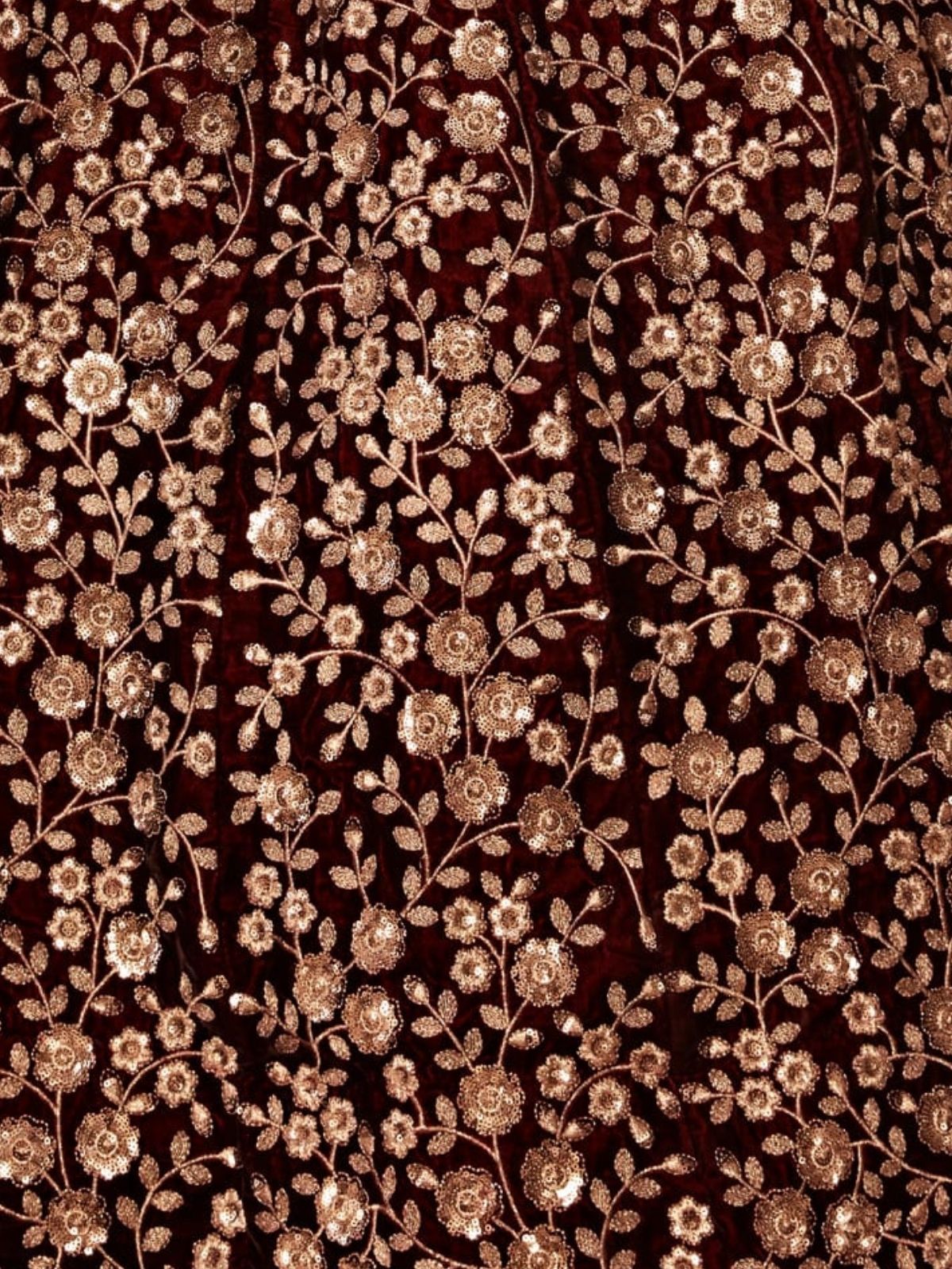 Odette Maroon Velvet Embroidered Semi Stitched Lehenga With Unstitched Blouse For Women