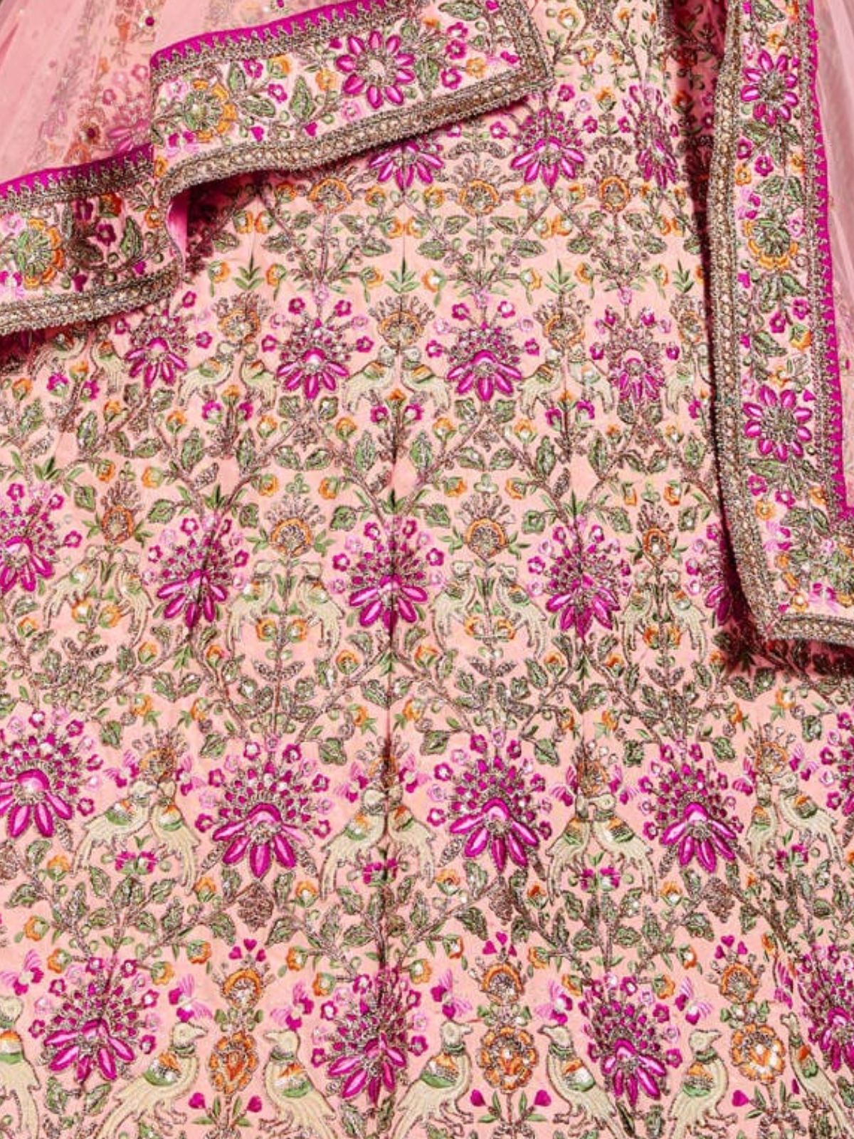 Odette Pink Silk Blend Embroidered Semi Stitched Lehenga With Blouse For Women