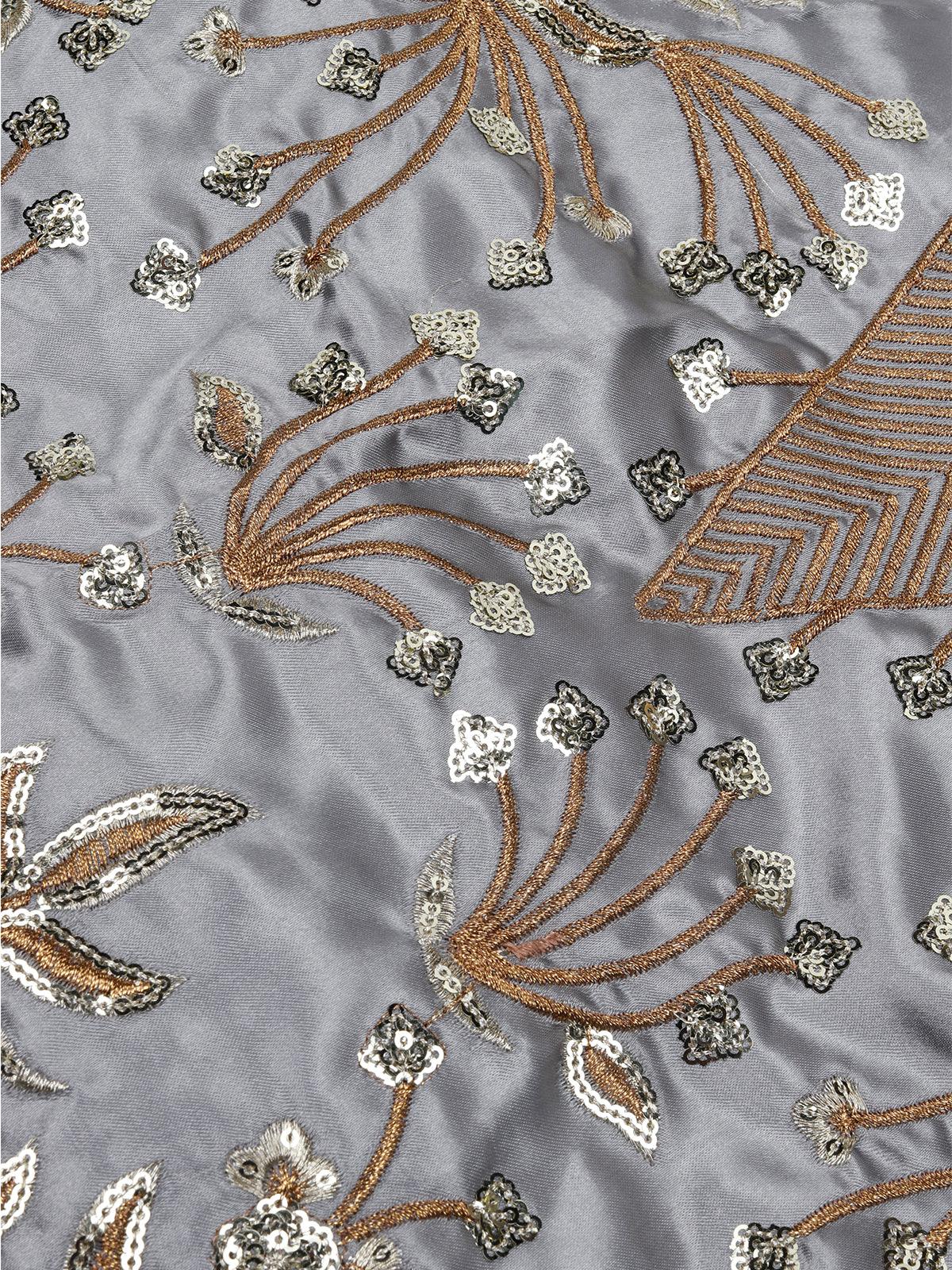 Odette Women Grey Designer Semi Stitched Lehenga With Unstitched Blouse