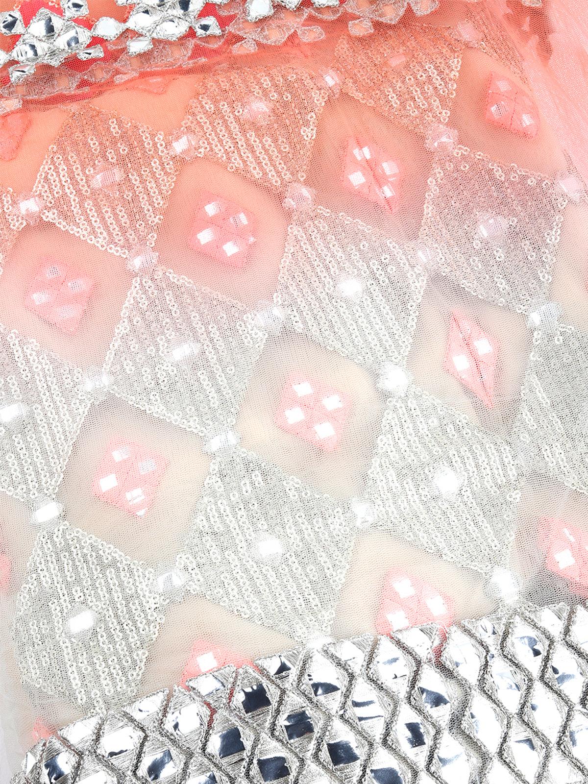 Odette Women Multicolored Net Sequence Semi-Stitched Lehenga Choli