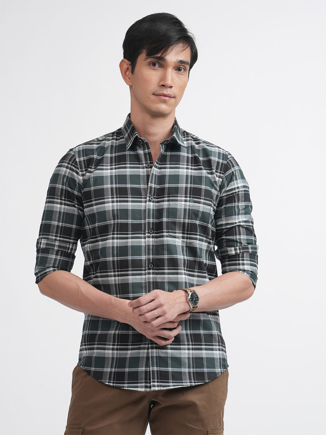 Emerald Green Matt Oxford Checked Shirt