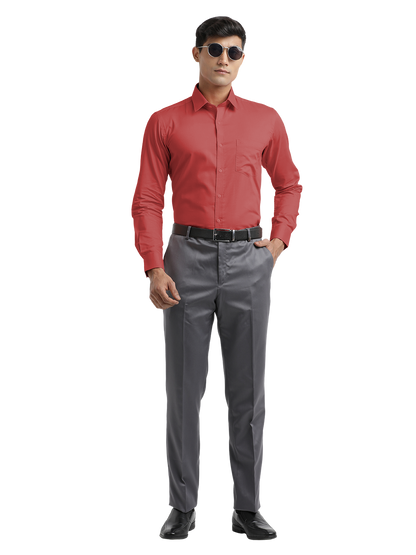 Dark Peach Micro Oxford Solid Shirt