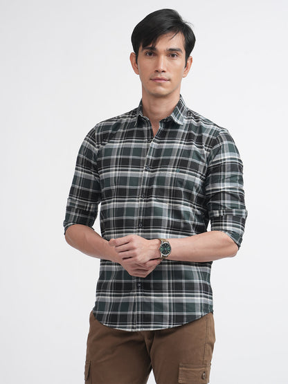 Emerald Green Matt Oxford Checked Shirt