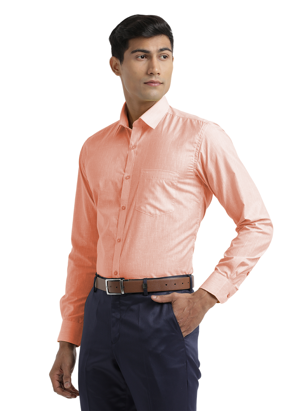 Peach Poly Cotton Solid Shirt