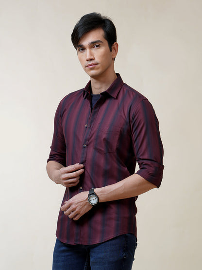 Maroon Stripes Casual Shirt