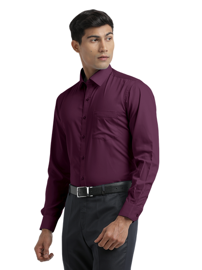 Wine Twill Wrinkle Free Solid Shirt
