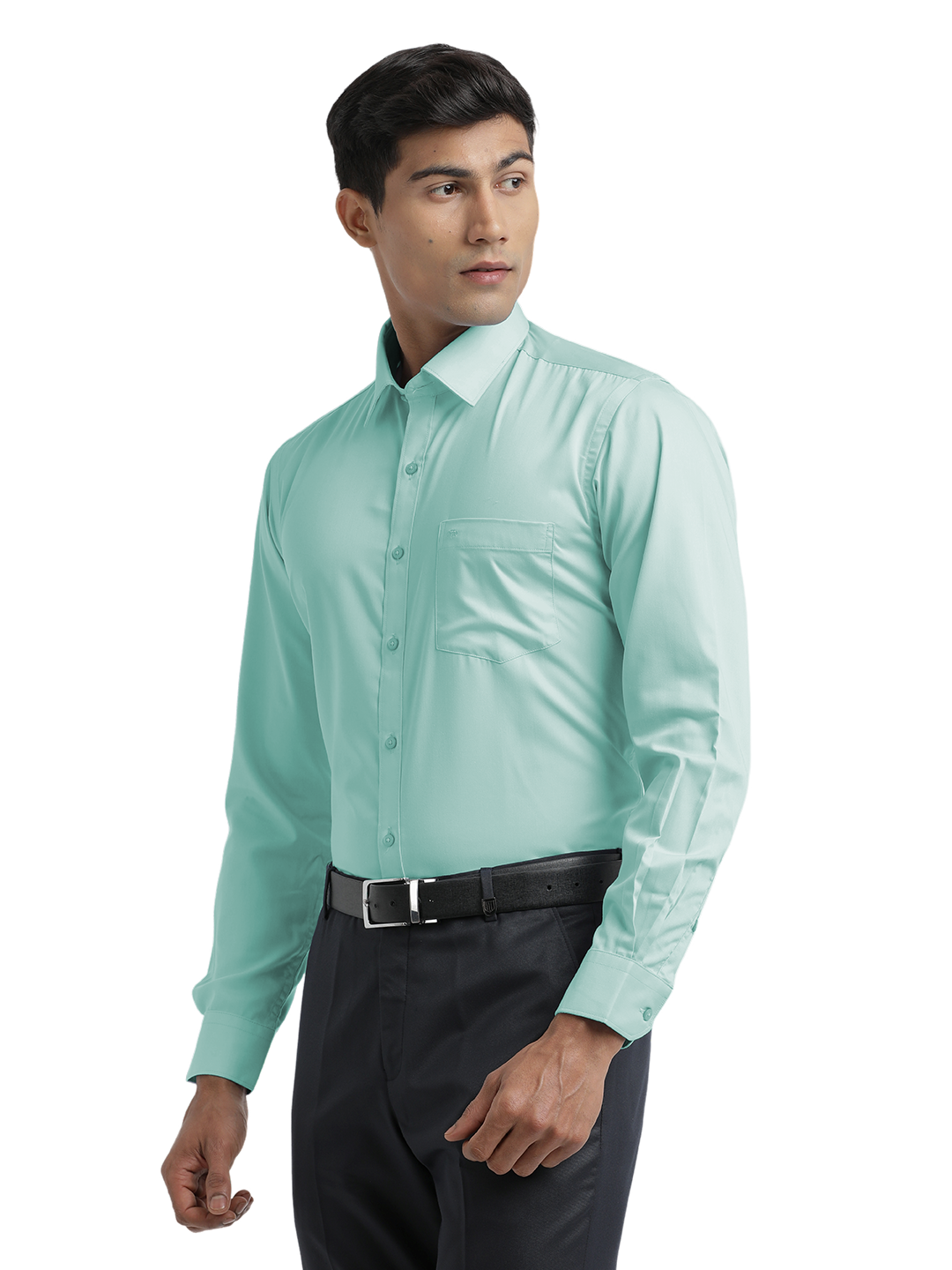 Turquoise Twill Wrinkle Free Solid Shirt