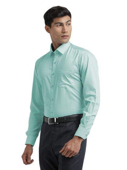 Turquoise Twill Wrinkle Free Solid Shirt