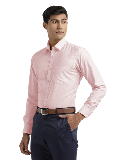 Baby Pink Poly Cotton Solid Shirt