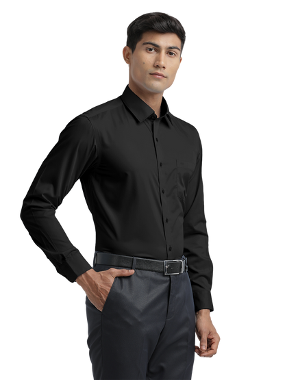 Black Twill Wrinkle Free Solid Shirt
