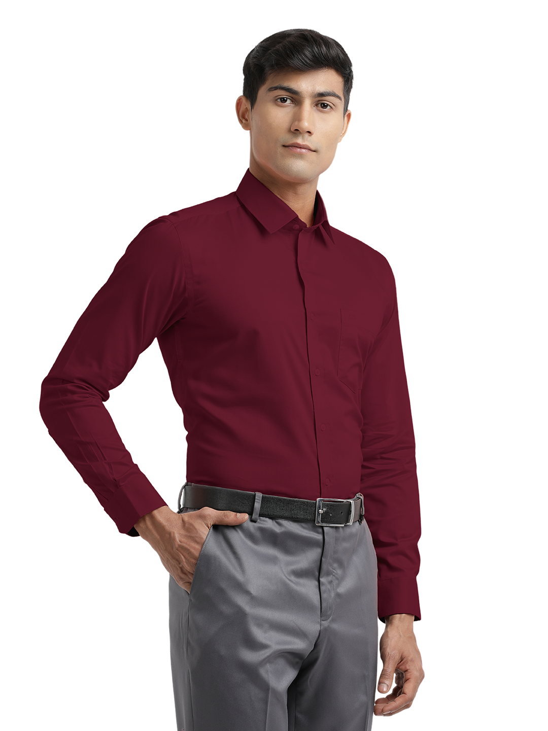 Burgundy Micro Oxford Solid Shirt
