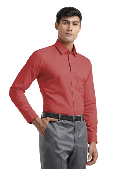 Dark Peach Micro Oxford Solid Shirt