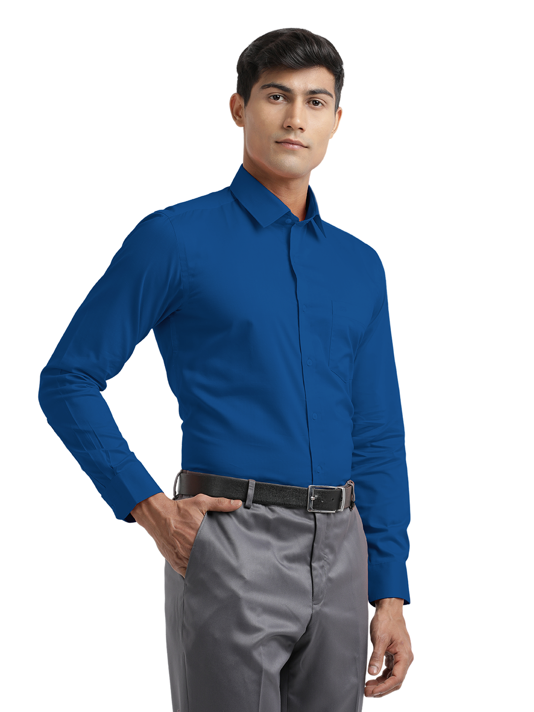 Royal Blue Micro Oxford Solid Shirt