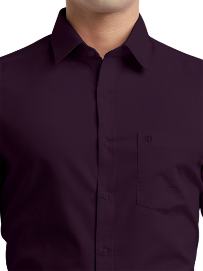 Wine Micro Dobby Solid Shirt