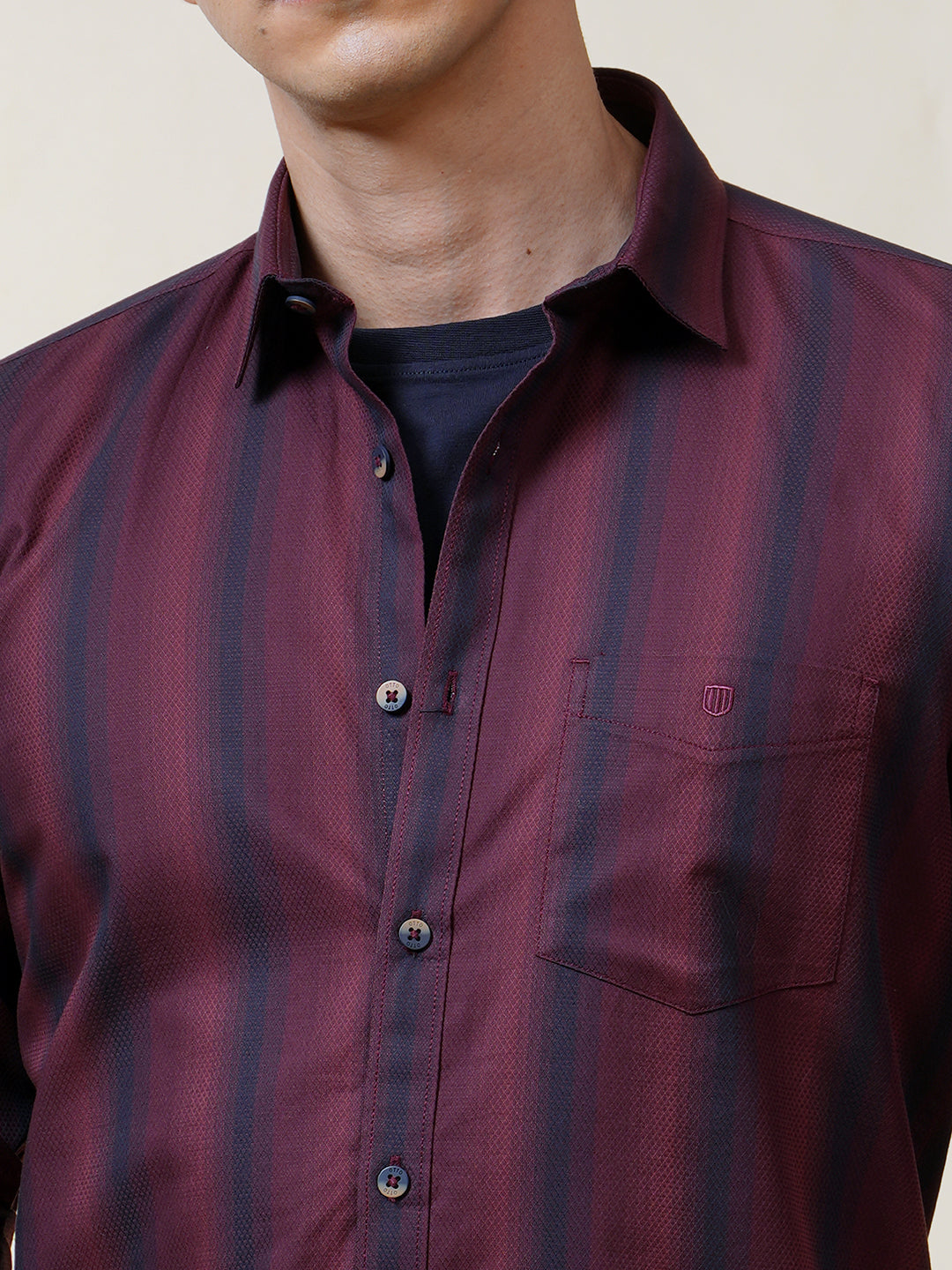 Maroon Stripes Casual Shirt