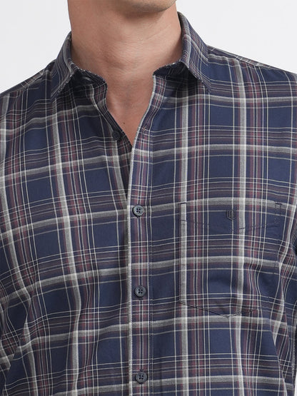 Navy Twill Checked Shirt