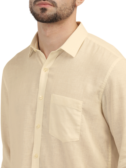 Sand Linen Blend Solid Shirt