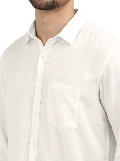 White Linen Blend Solid Shirt