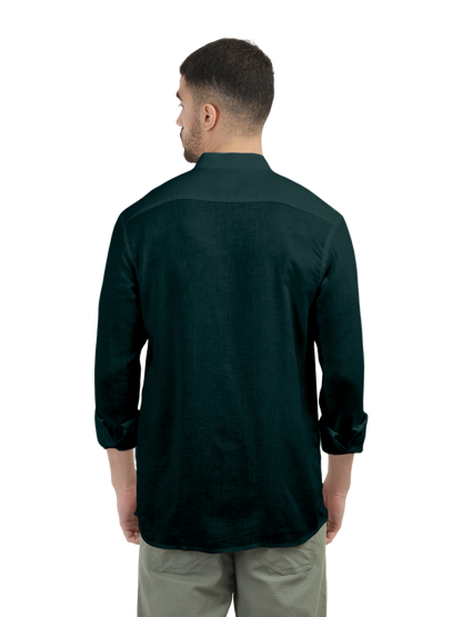 Dark Teal Solid Casual Shirt