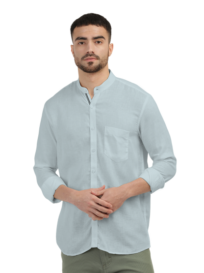 Mist Blue Solid Casual Shirt