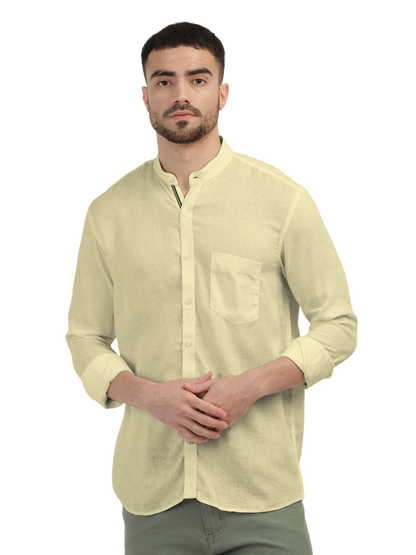 Butter Yellow Solid Casual Shirt