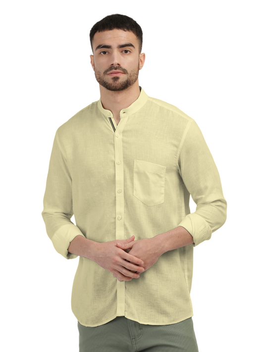Butter Yellow Solid Casual Shirt