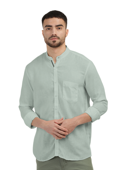 Apple Green Solid Casual Shirt