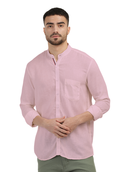 Baby Pink Solid Casual Shirt