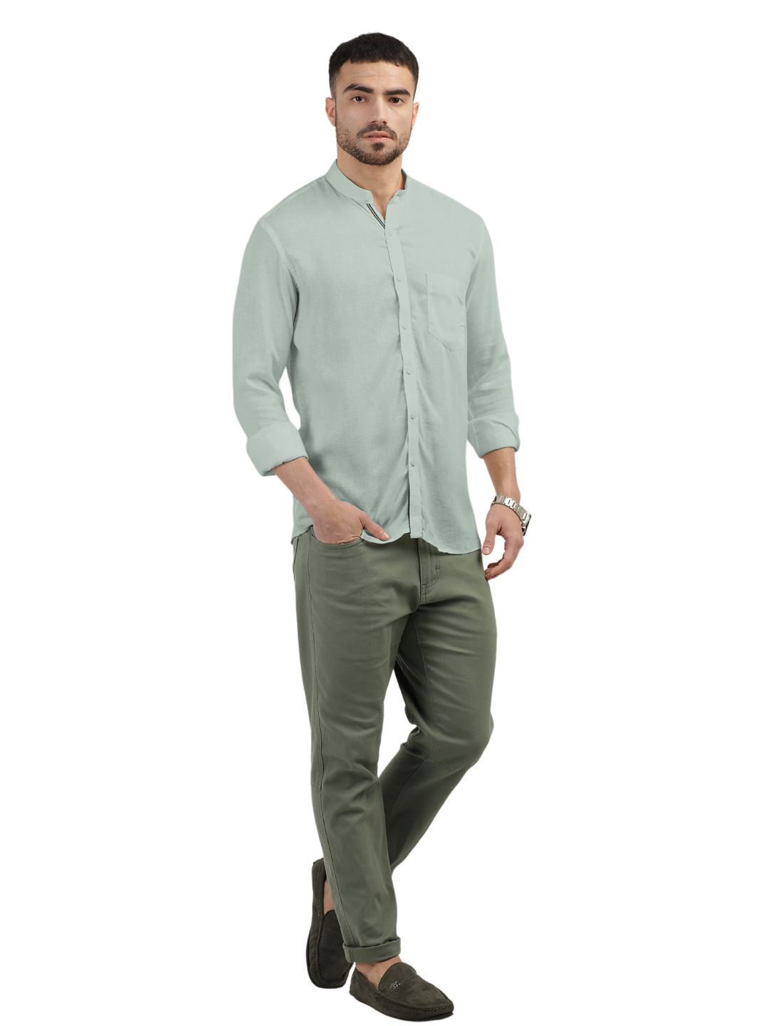 Apple Green Solid Casual Shirt