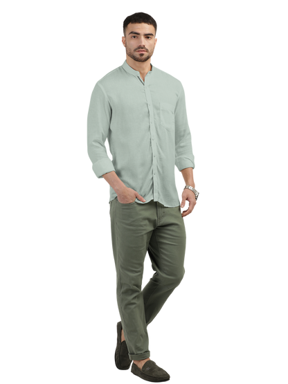 Apple Green Solid Casual Shirt