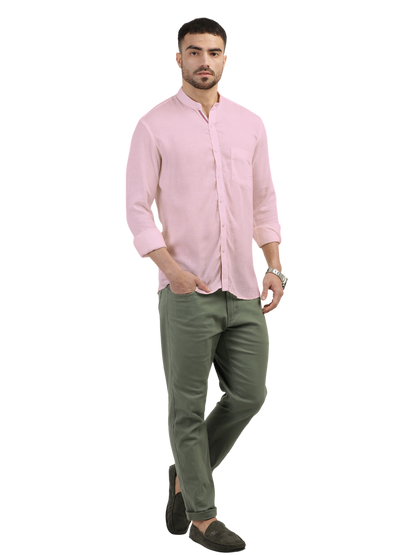 Baby Pink Solid Casual Shirt