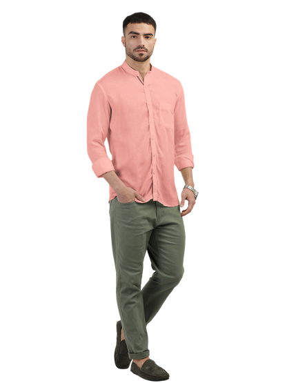 Coral Solid Casual Shirt