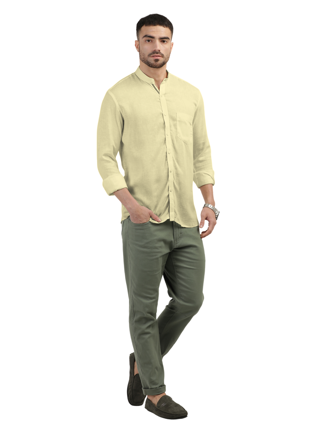 Butter Yellow Solid Casual Shirt
