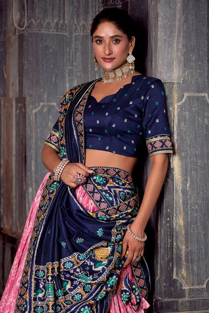 Light Pink Tussar Silk Printed Lehenga Choli