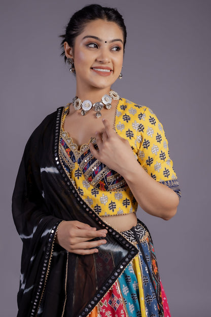 Multi Colored Cotton Flared Printed Chaniya Choli