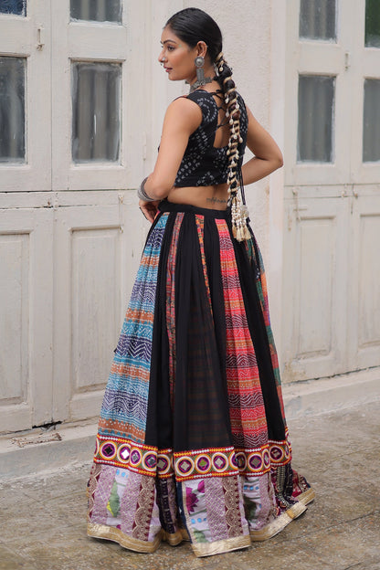 Multi Colored Georgette Kachchi Embroidered Chaniya Choli