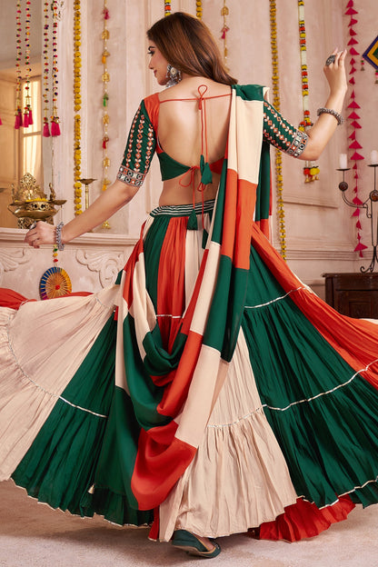 Multi Colored Viscose Chaniya Choli with Kachchi Work Dupatta