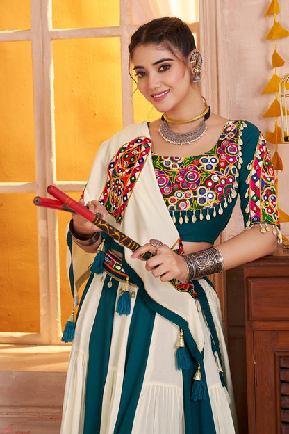 Multi Colored Viscose Cotton Kachchi Mirror Worked Chaniya Choli