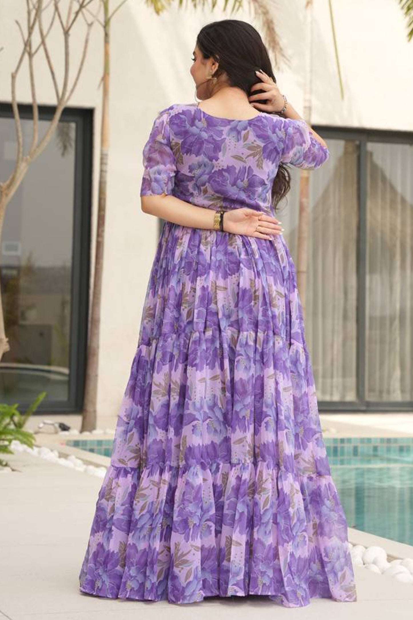 Georgette Floral Printed Flared Kurti