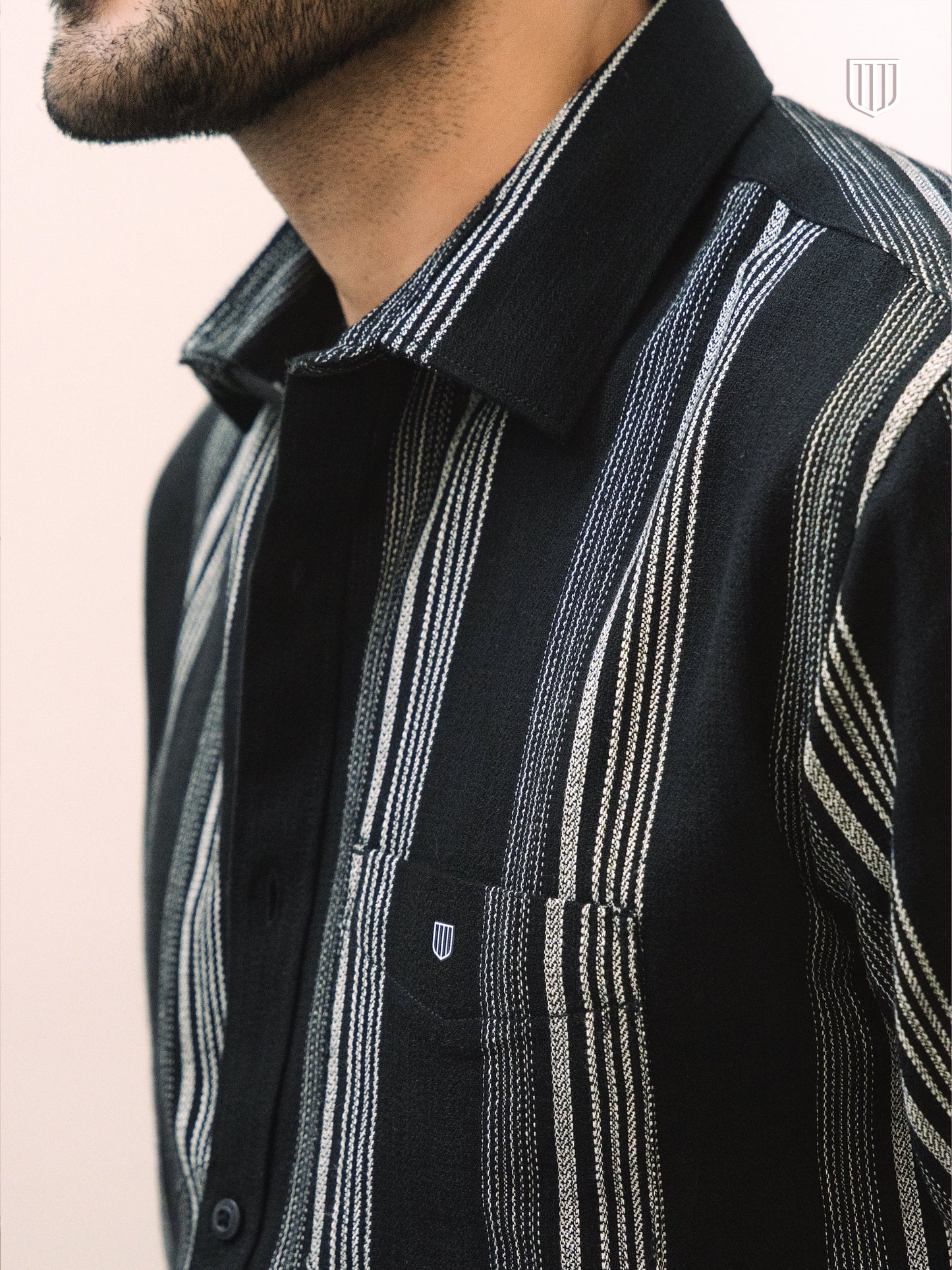 Casual Black Stripe Cotton Shirt