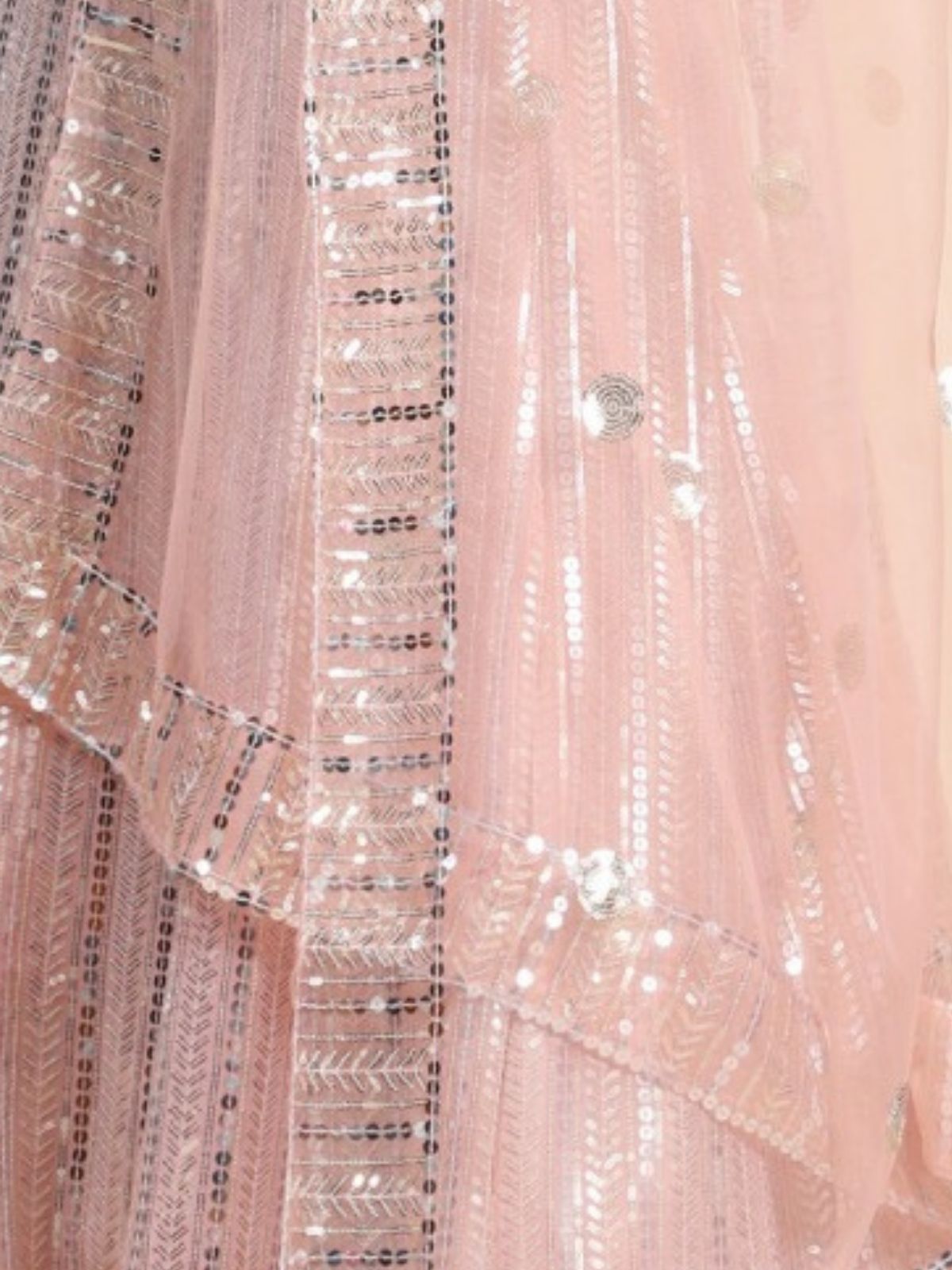 Odette Baby Pink Georgette Embellished Semi-Stitched Lehenga For Women