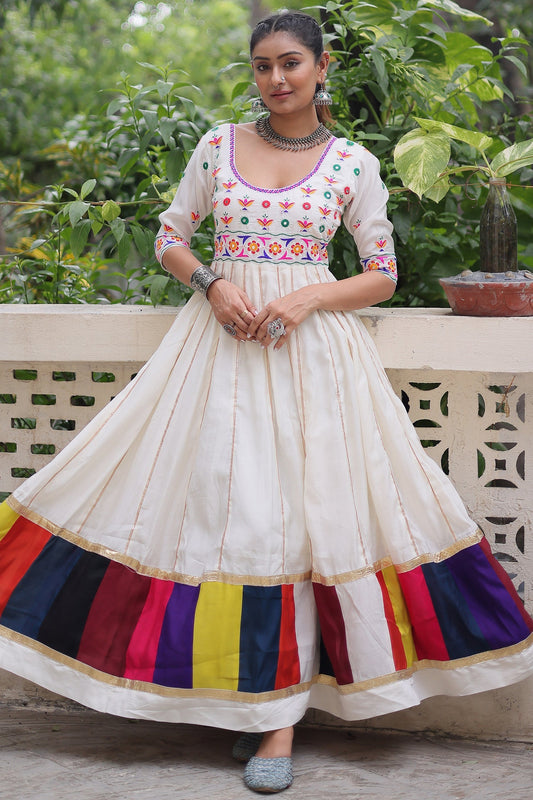 Off White Rayon Kurti with Kachchi Work