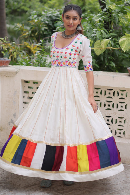 Off White Rayon Kurti with Kachchi Work